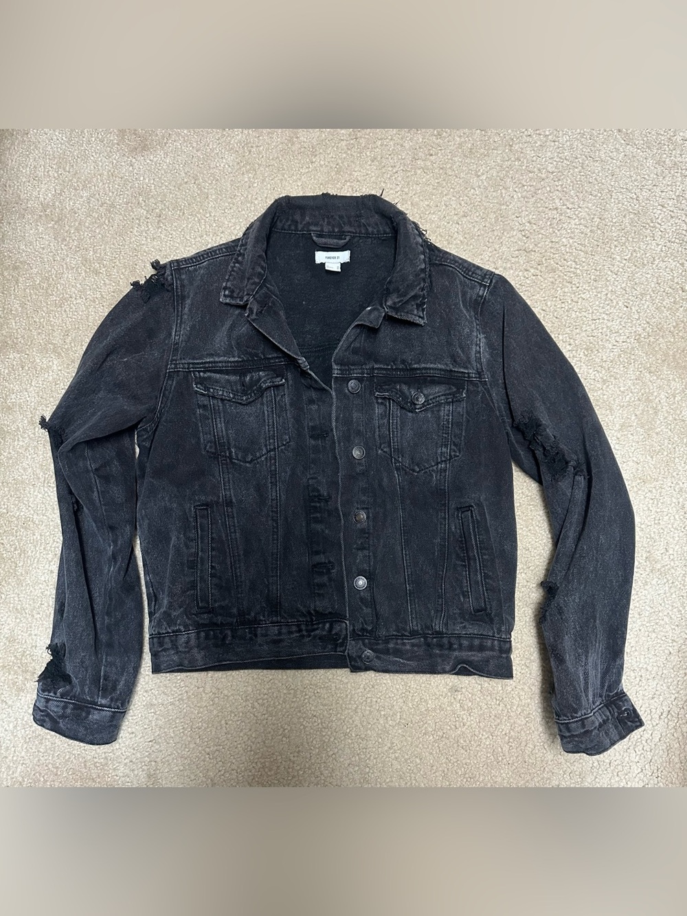 Black Distressed Denim Jacket
